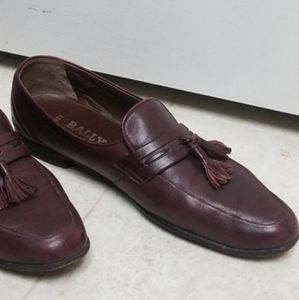 BALLY leather men's dress shoes loafers tassle